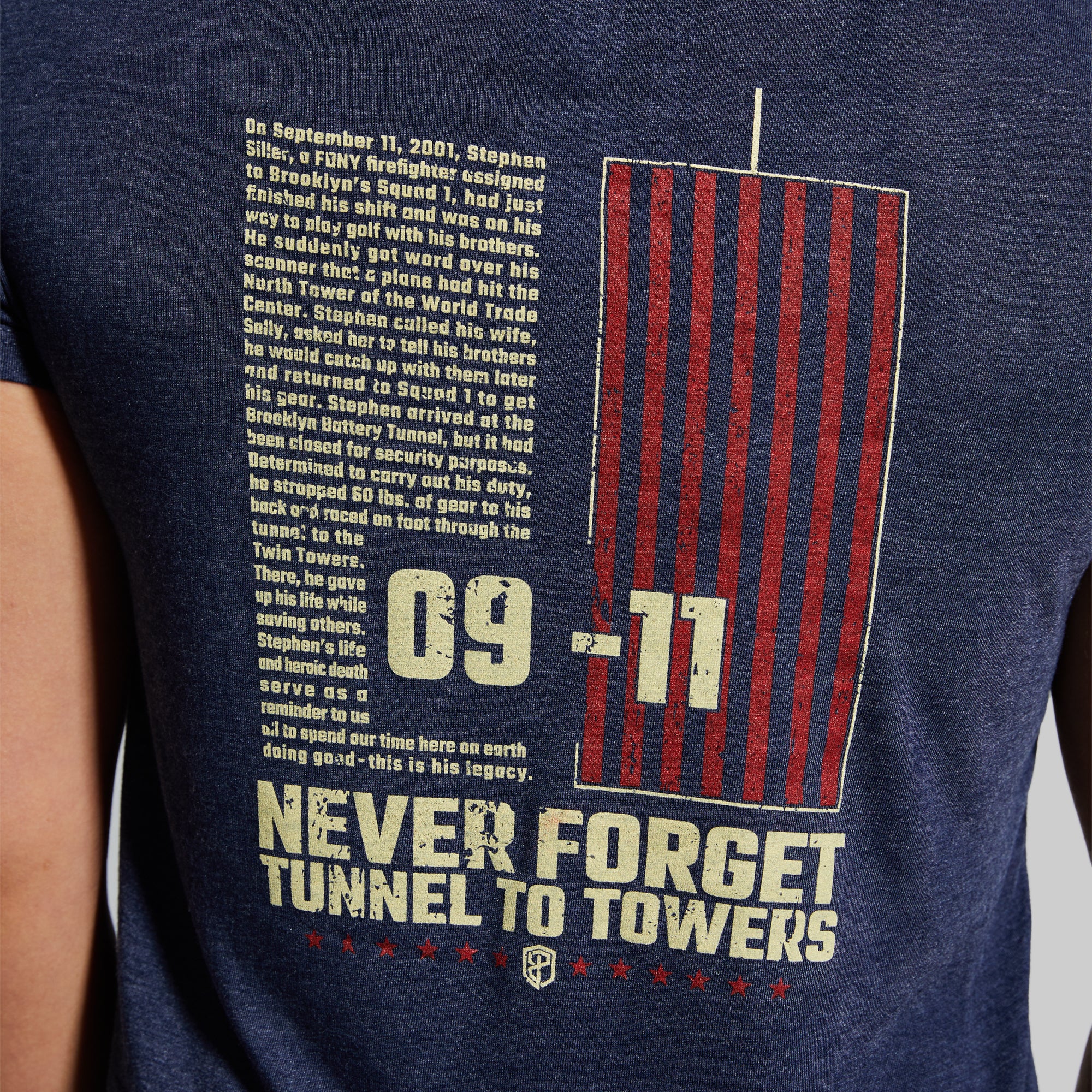20th Anniversary 9/11 Crop Tee (Tunnel to Towers-Navy) - Image 3