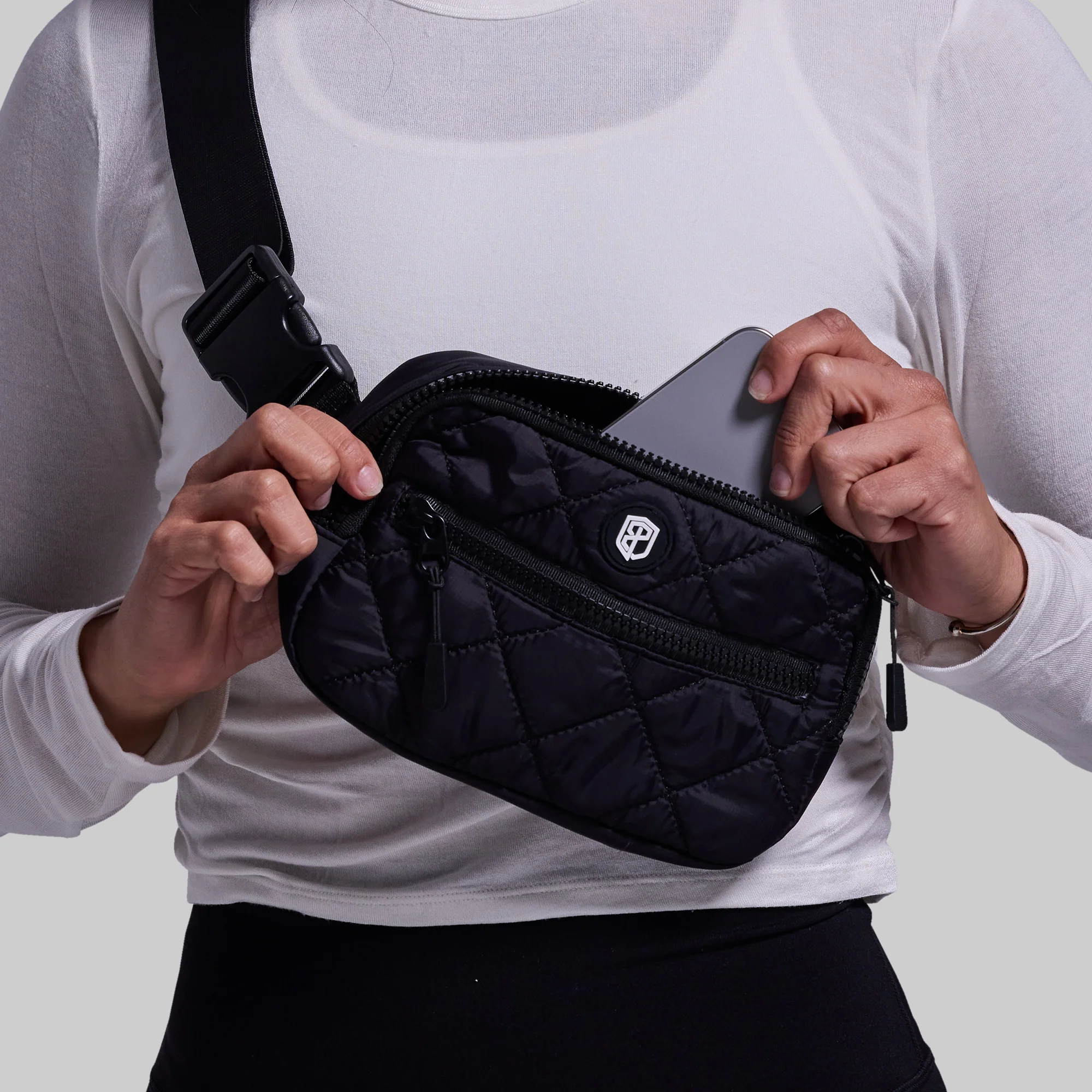 Adventure Awaits Quilted Belt Bag (Black) - Image 7