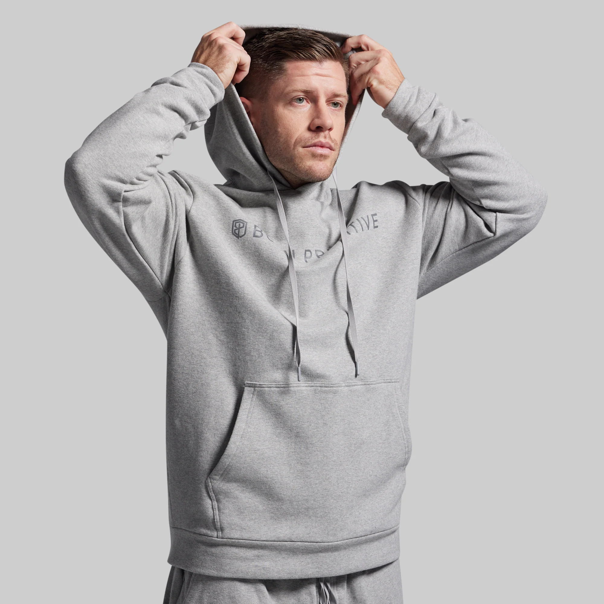 BP Classic Men's Unmatched Hoodie (Heather Grey) - Image 5
