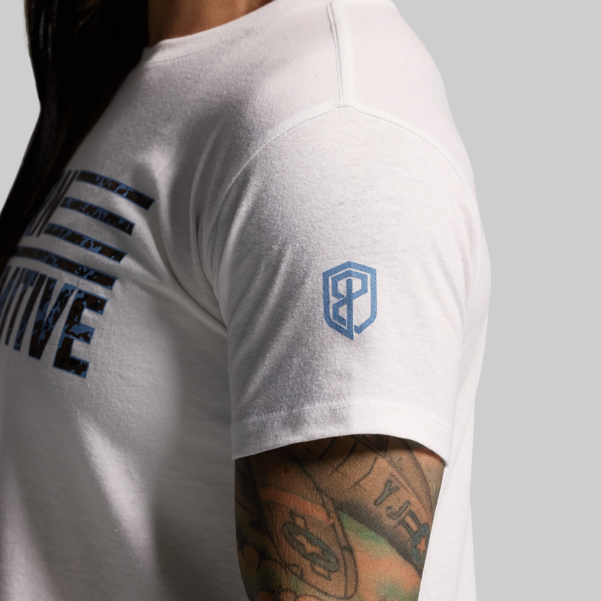 BP Flag Crop Tee (White/Speckle) - Image 3