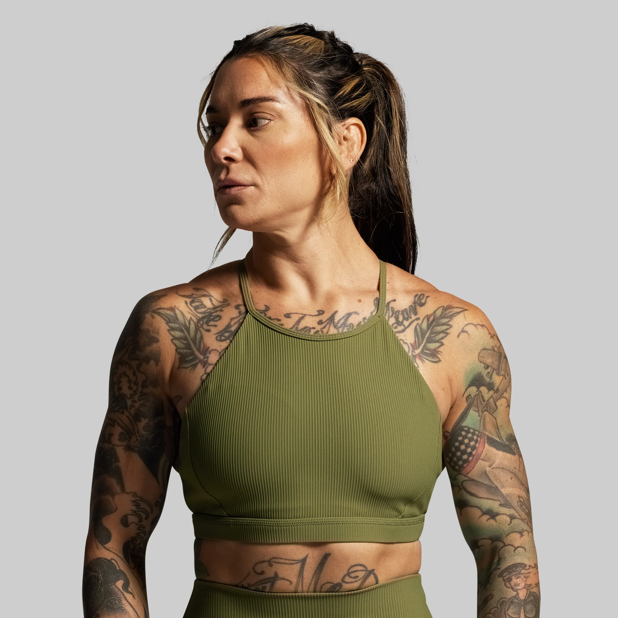 Break the Limits Sports Bra (Army Green) - Image 2