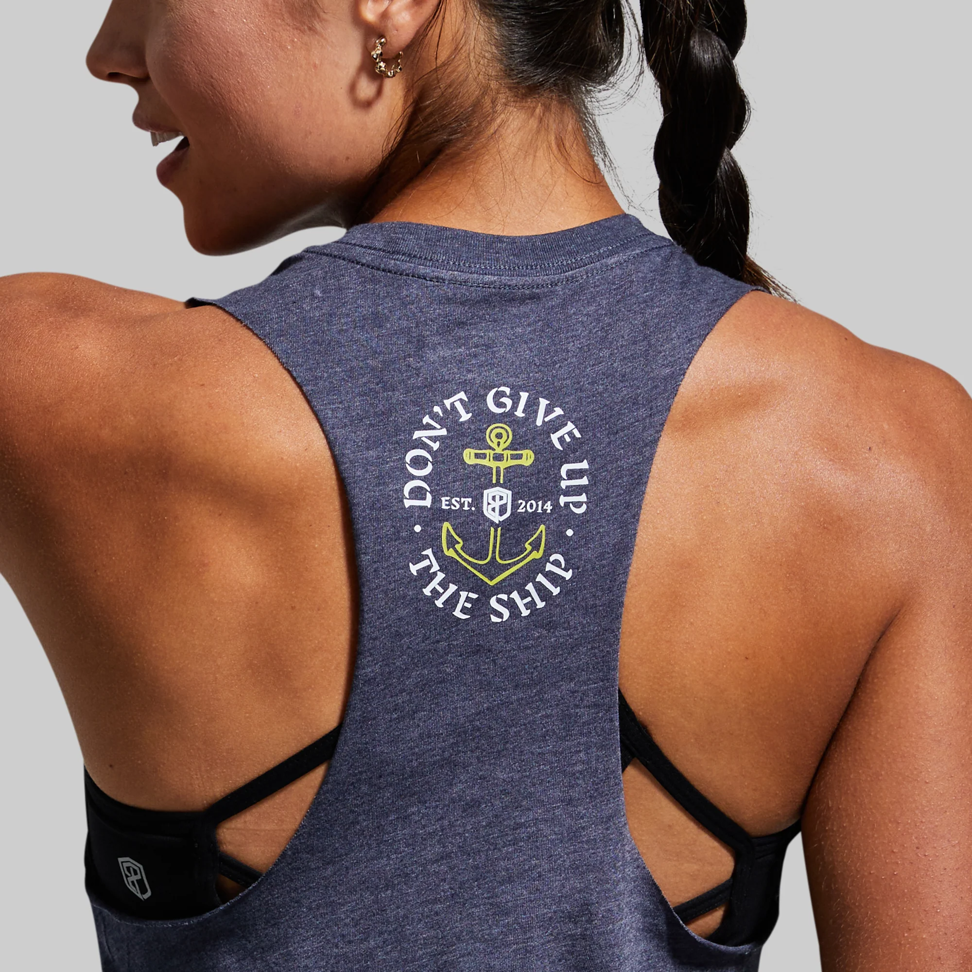 Don't Give Up The Ship Elevate Crop (Heather Navy) - Image 2