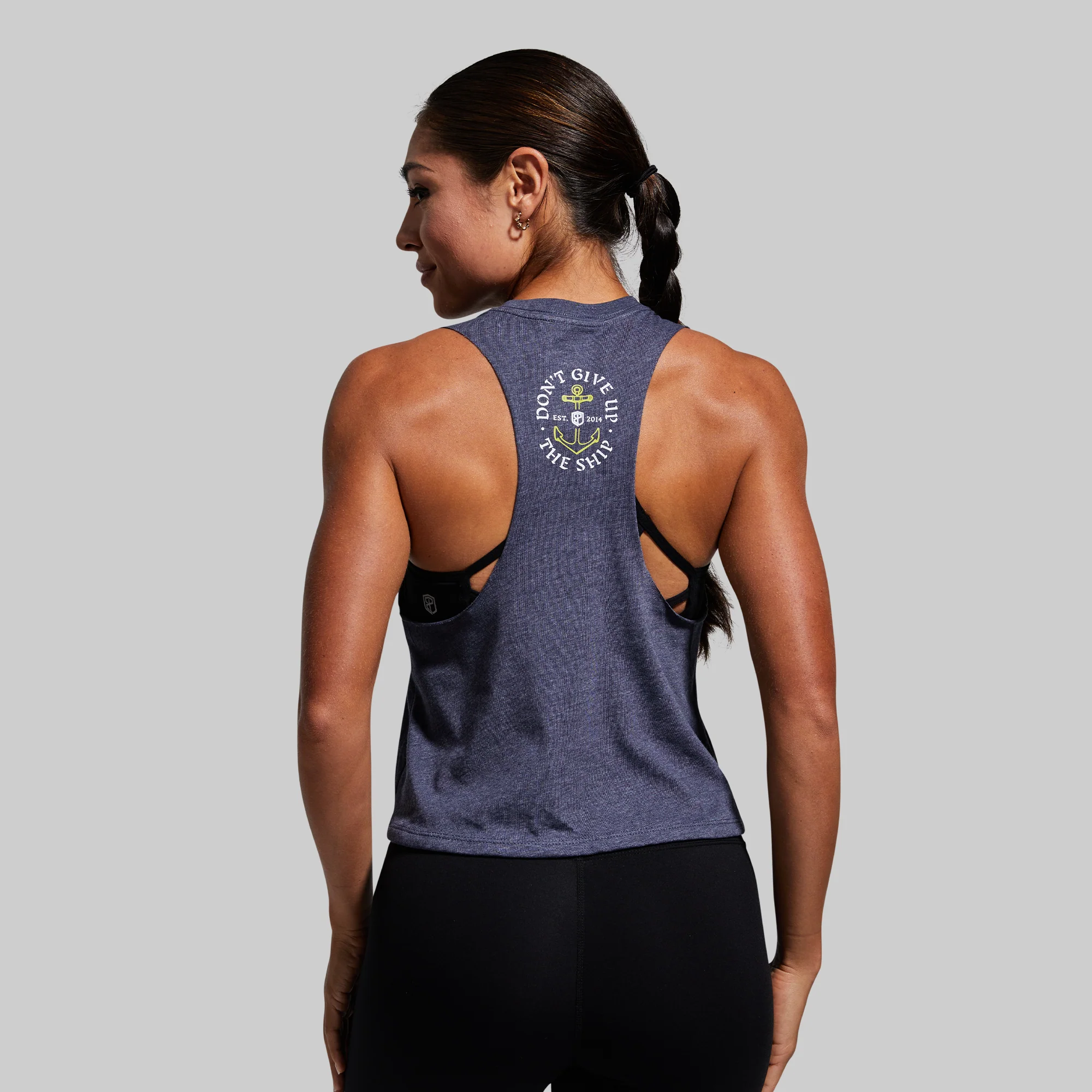 Don't Give Up The Ship Elevate Crop (Heather Navy) - Image 3