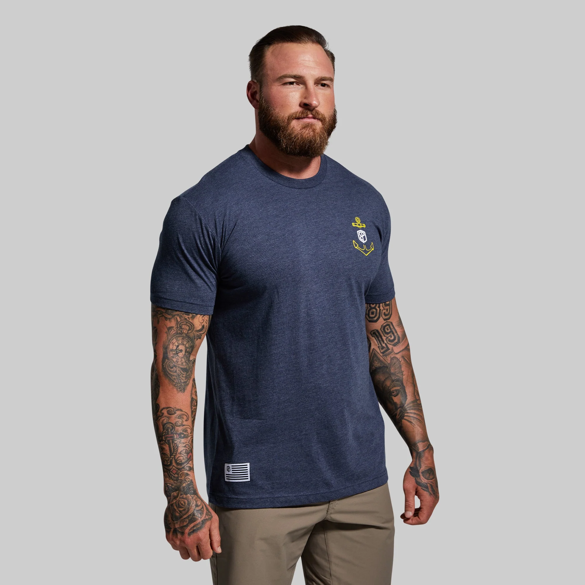 Don't Give Up The Ship Tee (Heather Navy) - Image 2
