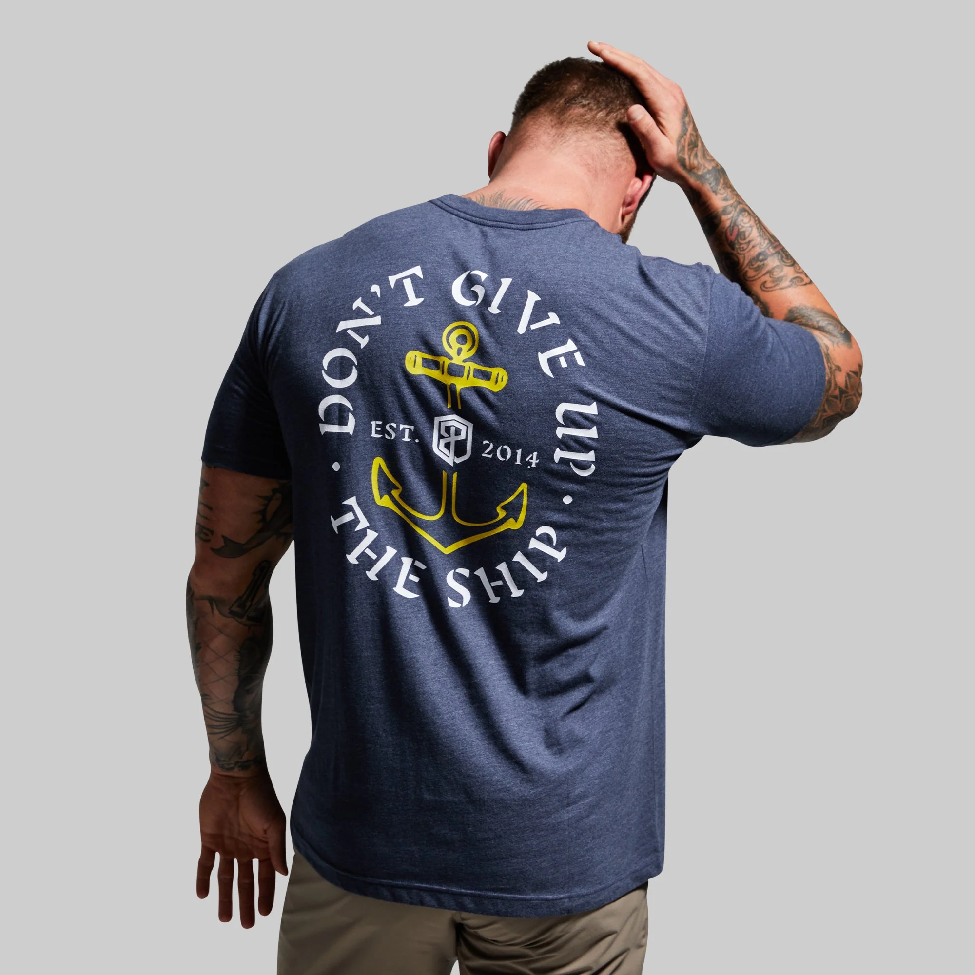 Don't Give Up The Ship Tee (Heather Navy) - Image 5