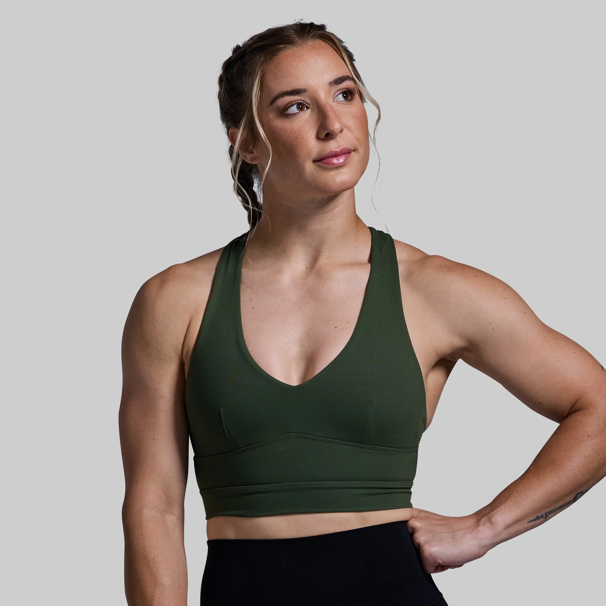Double Cross Sports Bra (Tactical Green) - Image 2