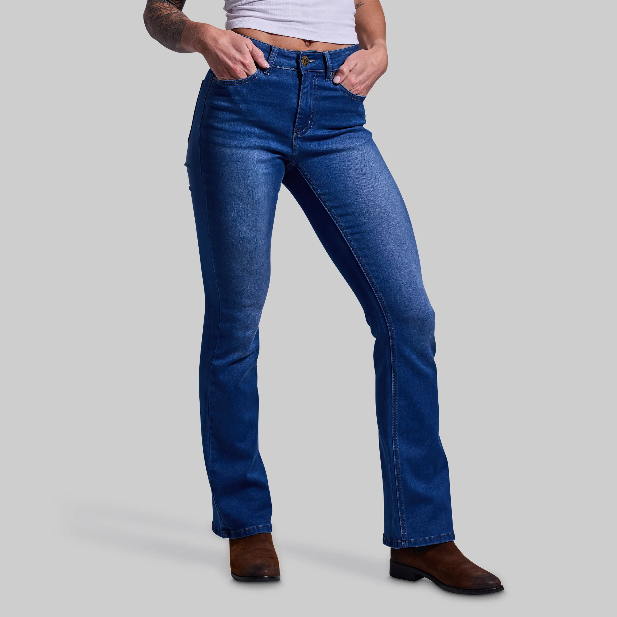 FLEX Stretchy Mid-Rise Boot Cut Jean (Mid Wash) - Image 3