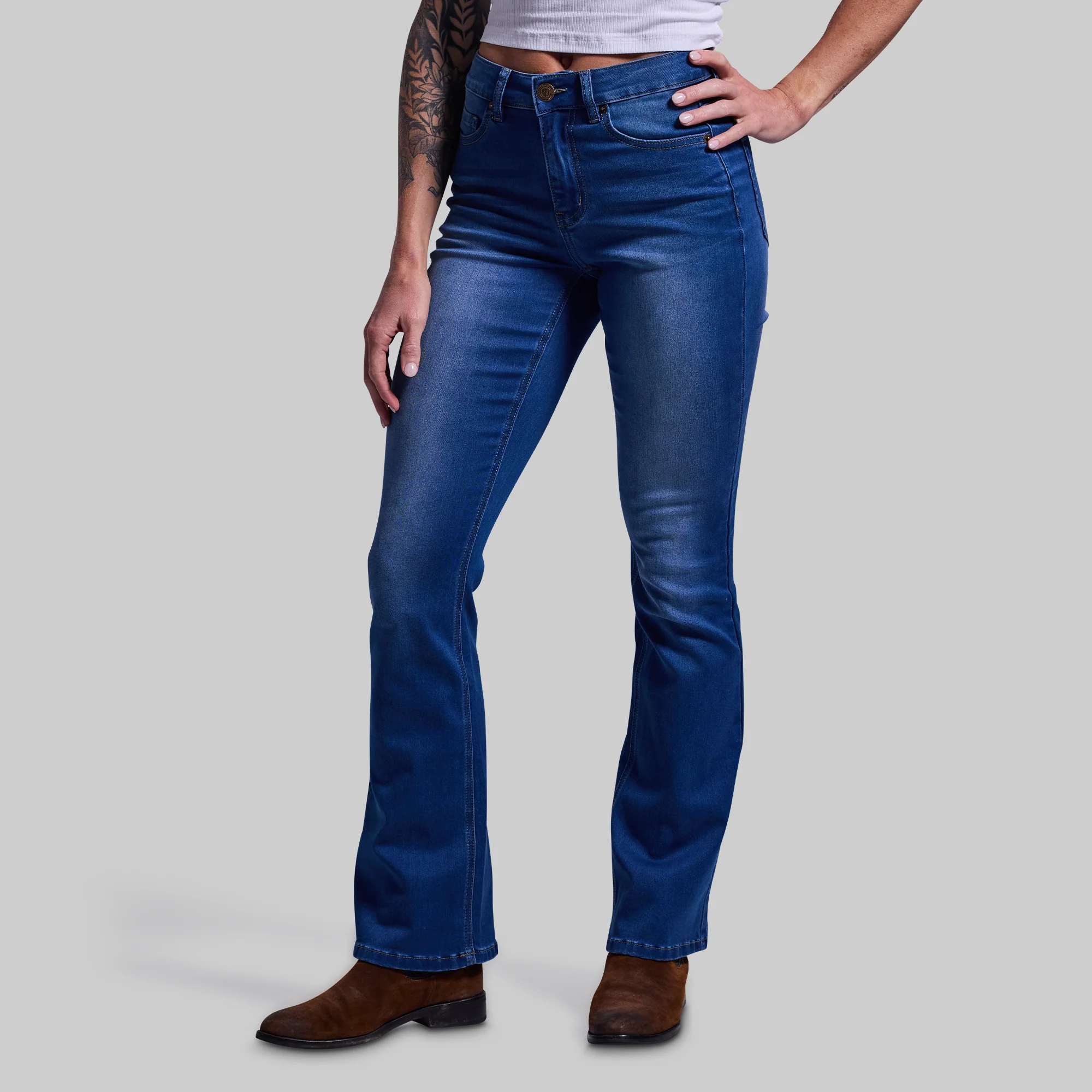 FLEX Stretchy Mid-Rise Boot Cut Jean (Mid Wash) - Image 5