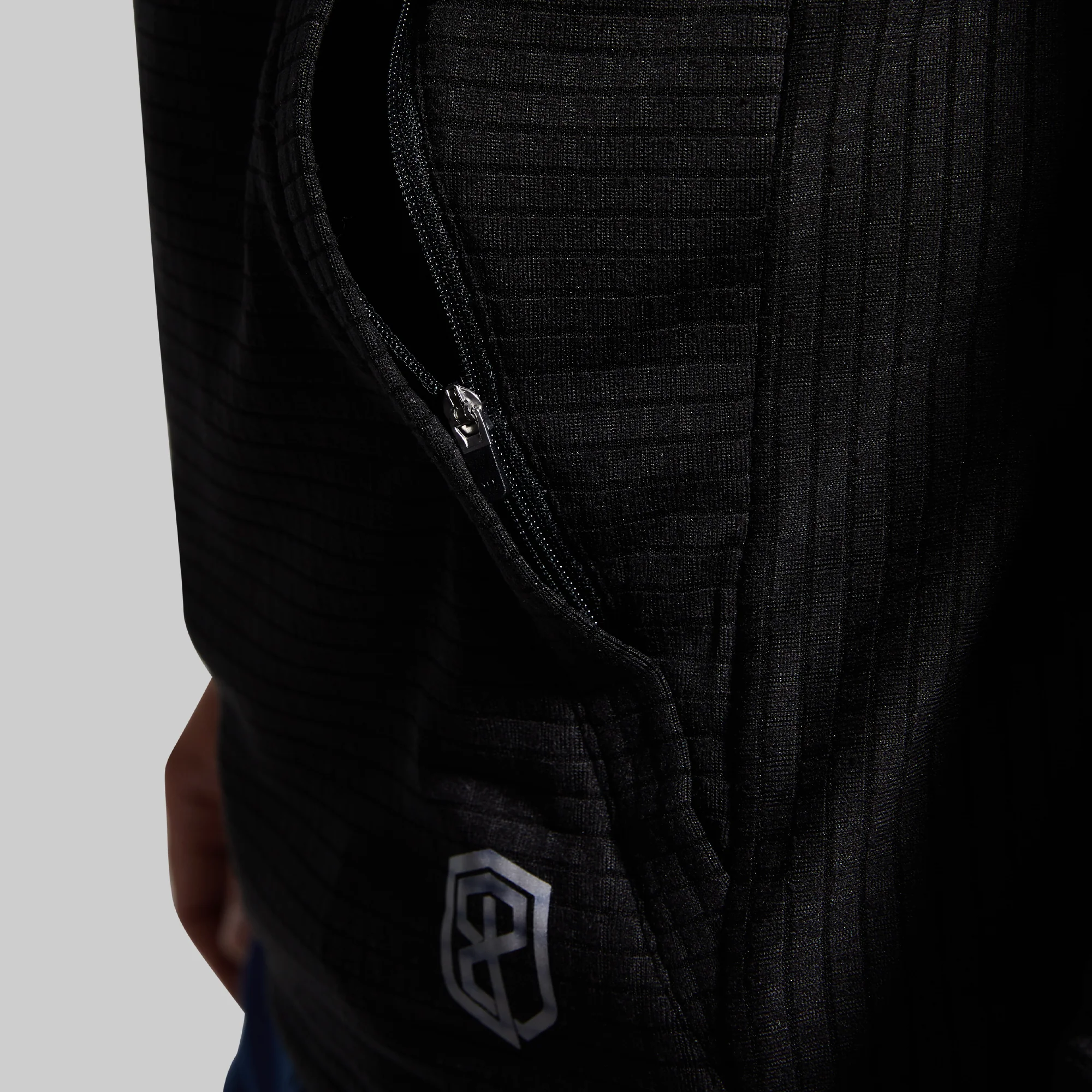 Grid Fleece Hoodie (Black) - Image 5