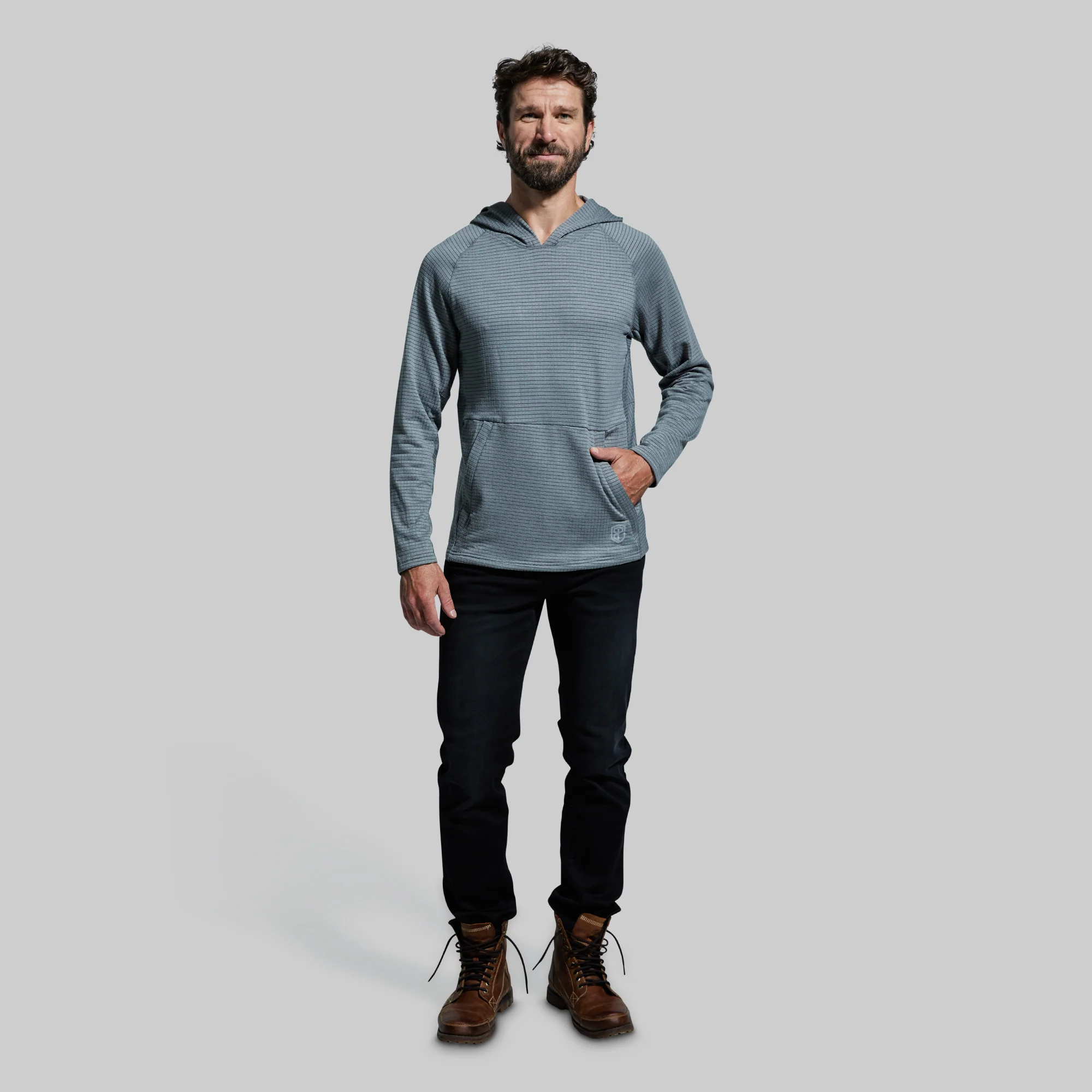 Grid Fleece Hoodie (Cool Grey) - Image 5