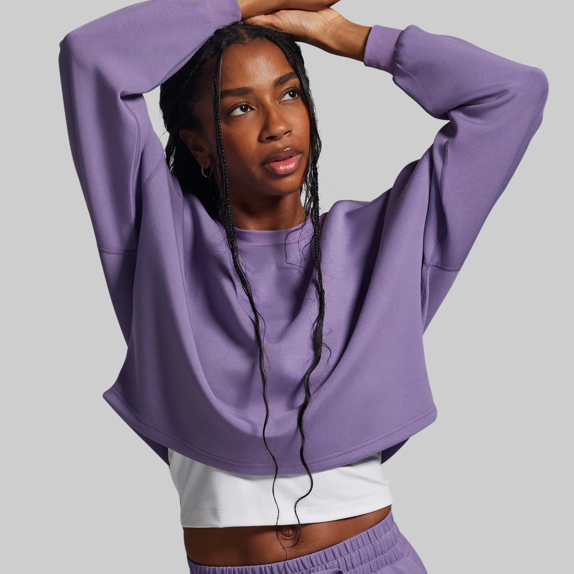 Lounge Lux Cropped Pullover (Soft Grape) - Image 3