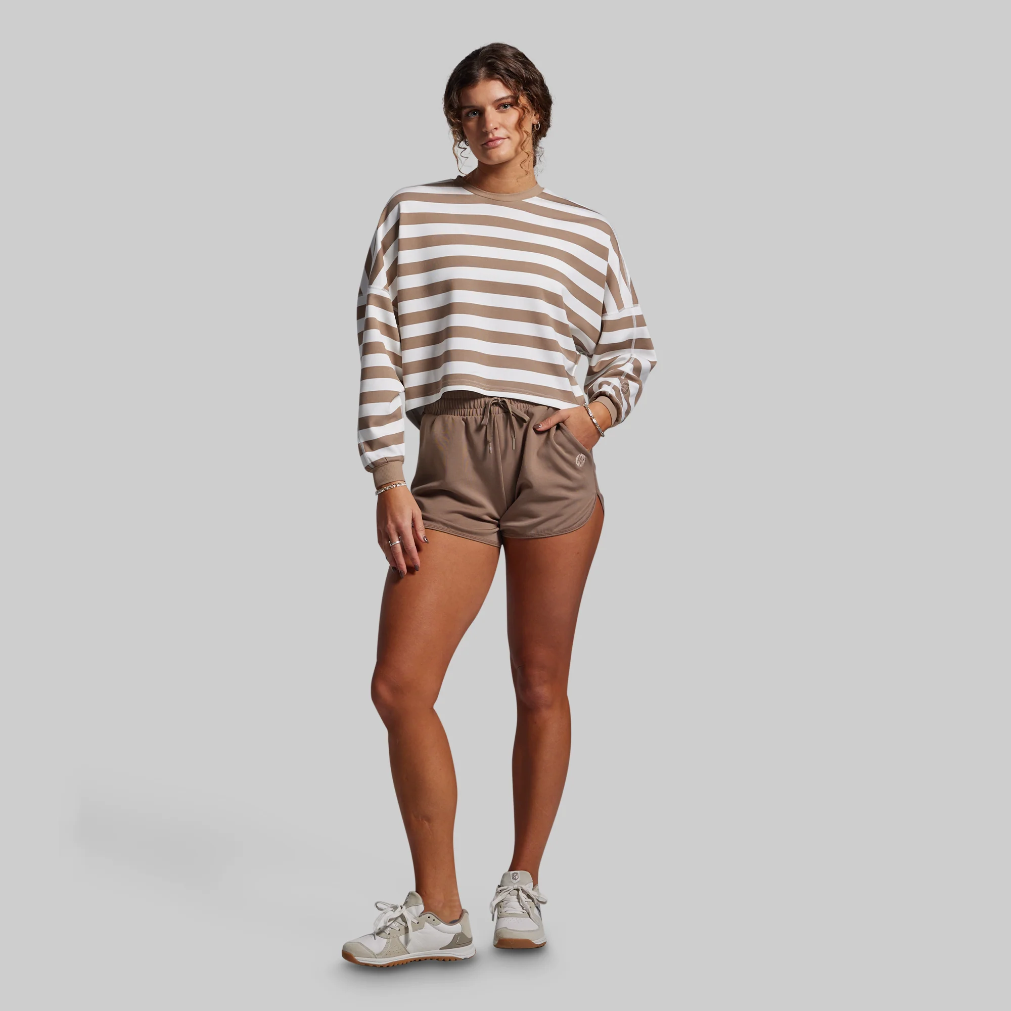 Lounge Lux Cropped Pullover (Java Stripe) - Image 6