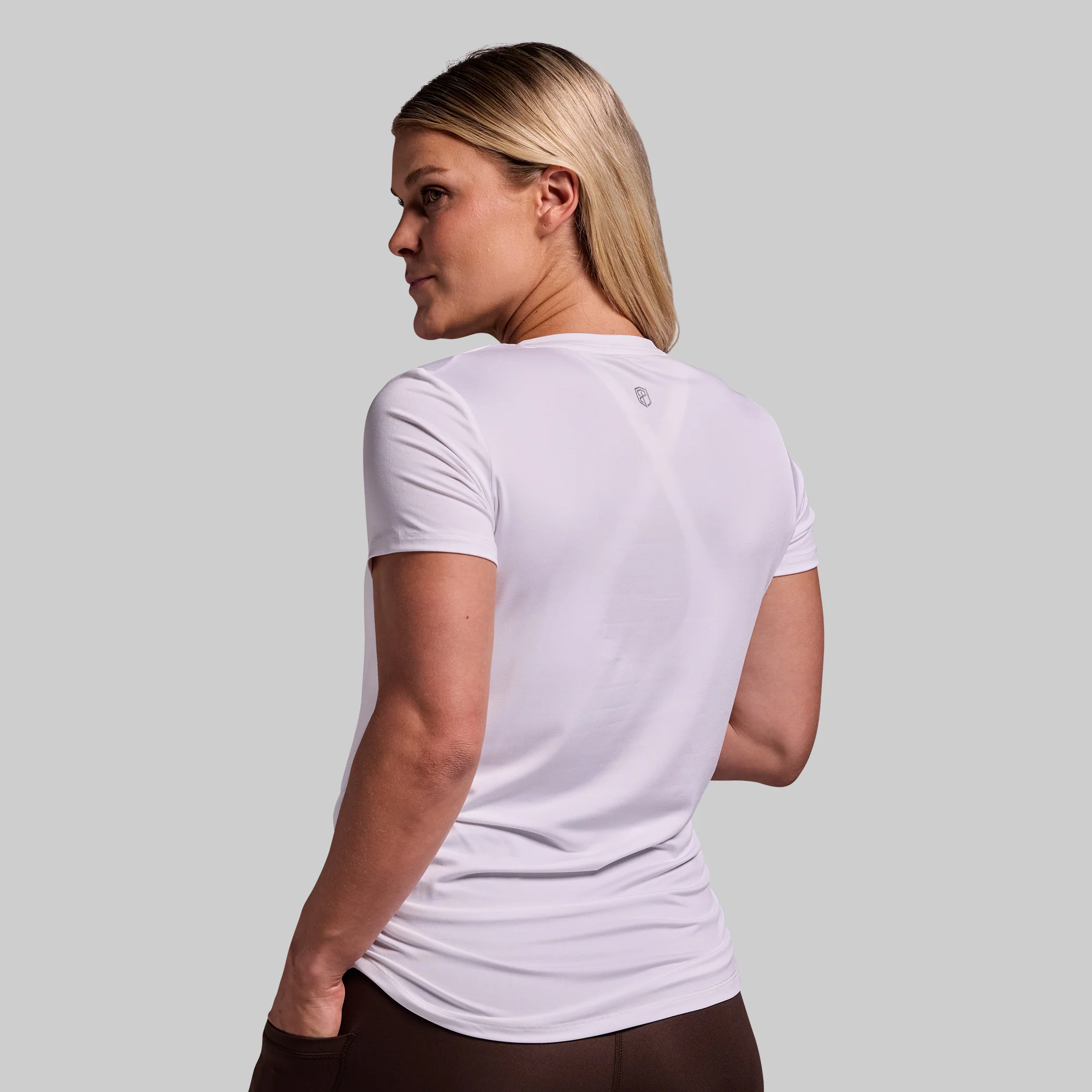 Maternity Athleisure Short Sleeve V-Neck (White) - Image 2