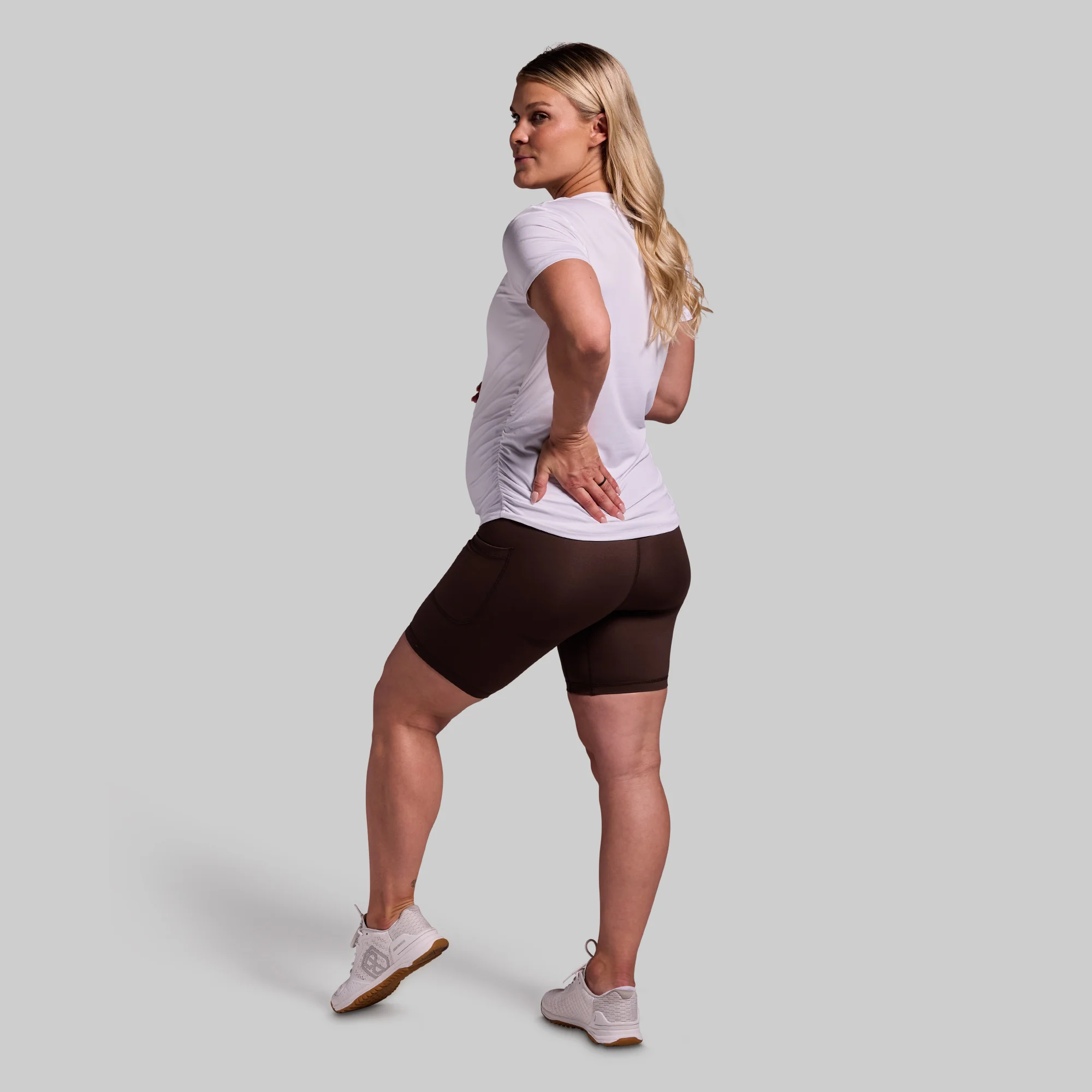Maternity Athleisure Short Sleeve V-Neck (White) - Image 7