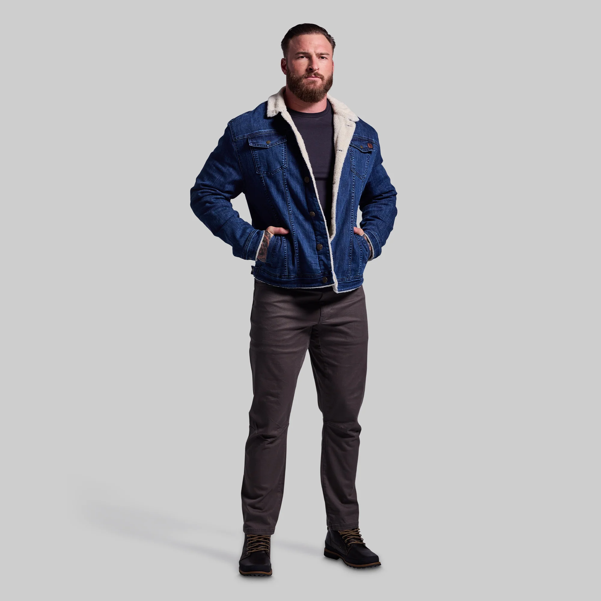 Men's FLEX Stretchy Pioneer Jacket 2.0 (Vintage Dark Wash) - Image 8