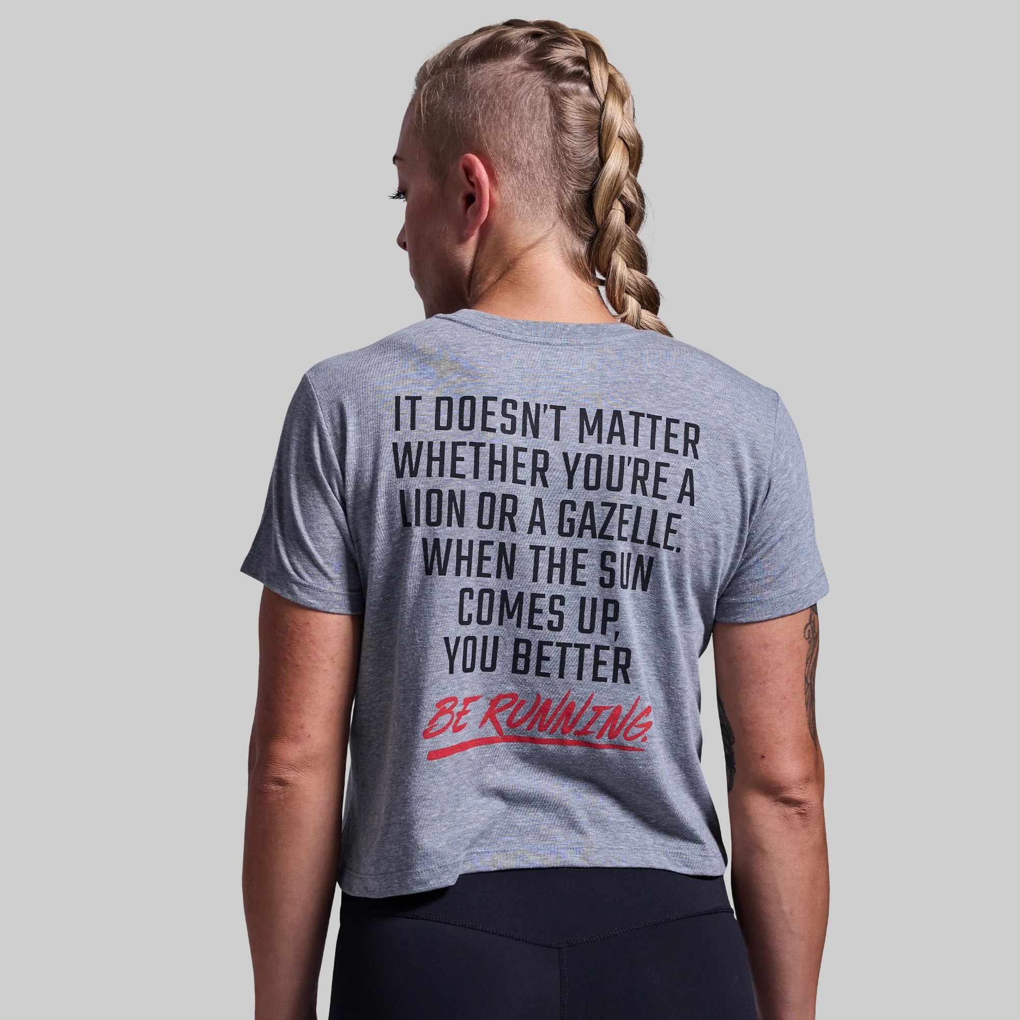 Modern Savage Crop Tee (Heather Grey) - Image 2