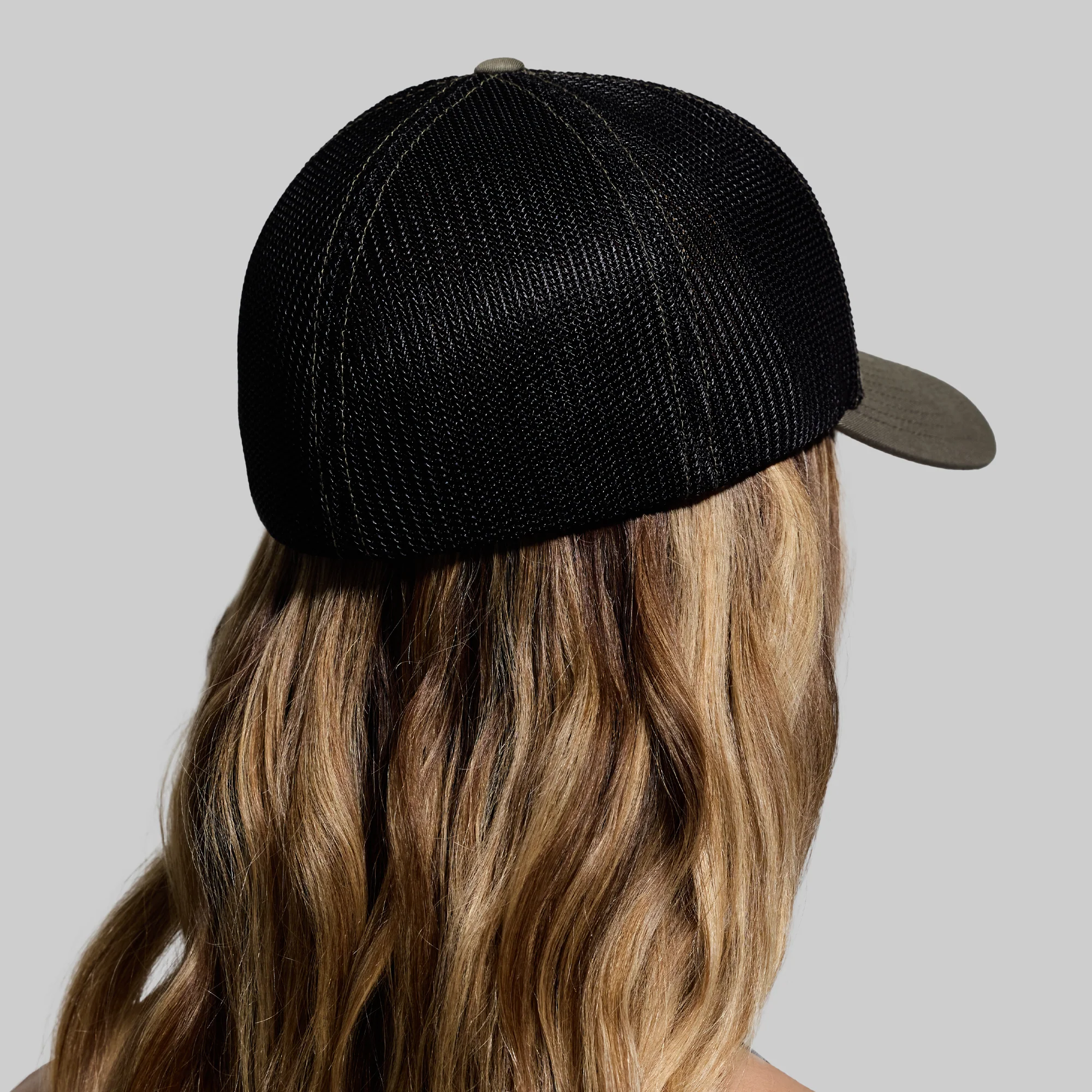 Outdoor Leather Patch FLEX Trucker Hat (OD Green/Black) - Image 4