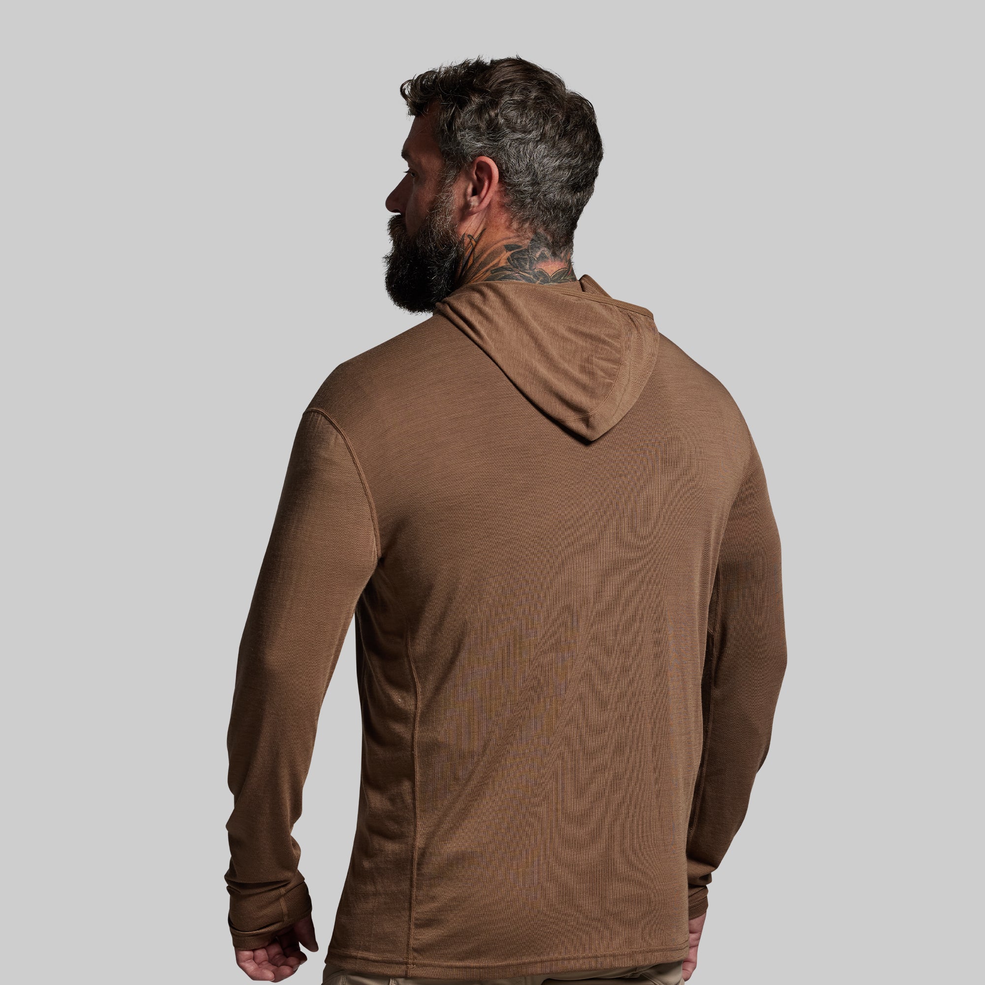 Ridgeline Merino Half Zip Hoodie 165 (Coyote Brown) - Image 2
