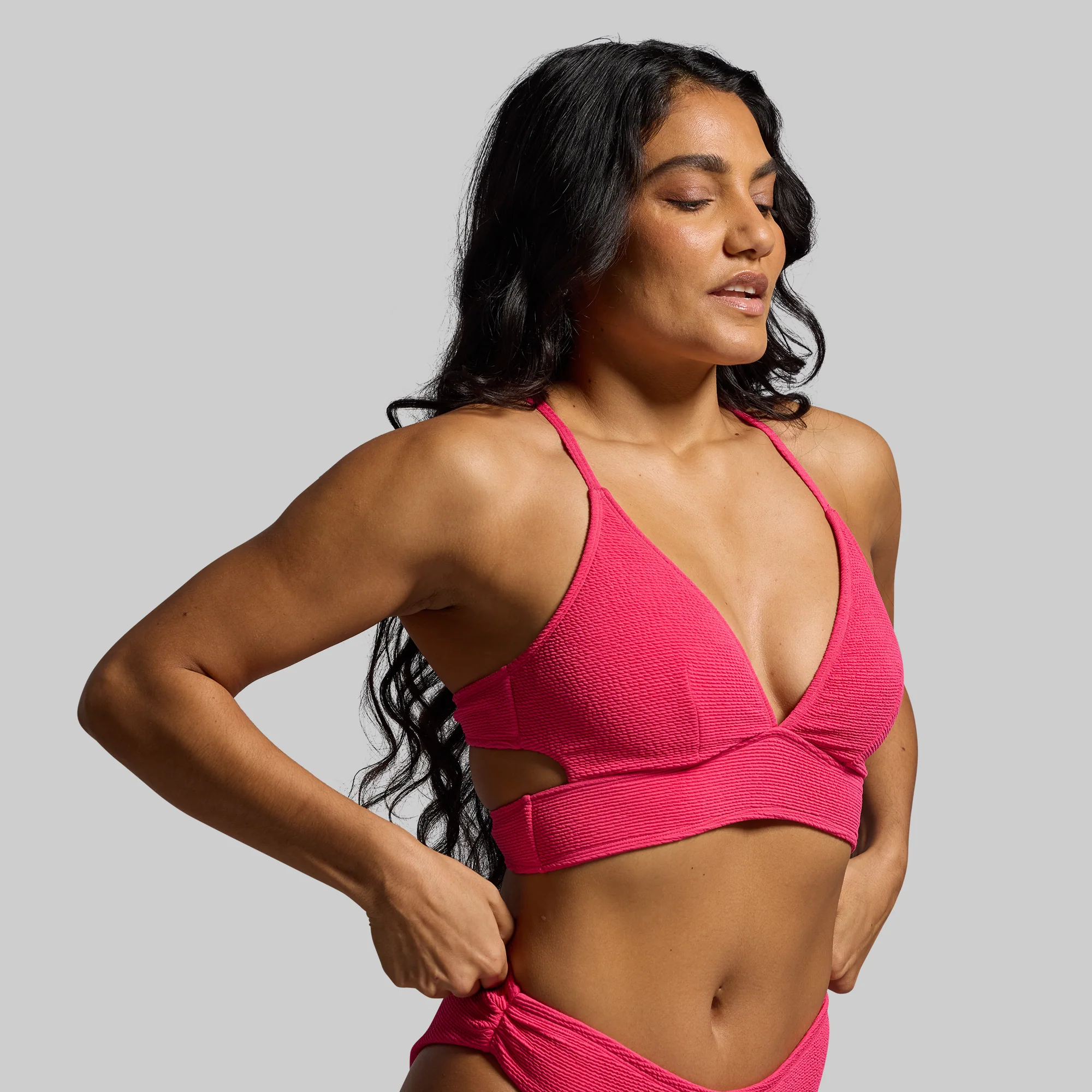 Sea Level Crinkle Bikini Top (Raspberry Sorbet) - Image 4