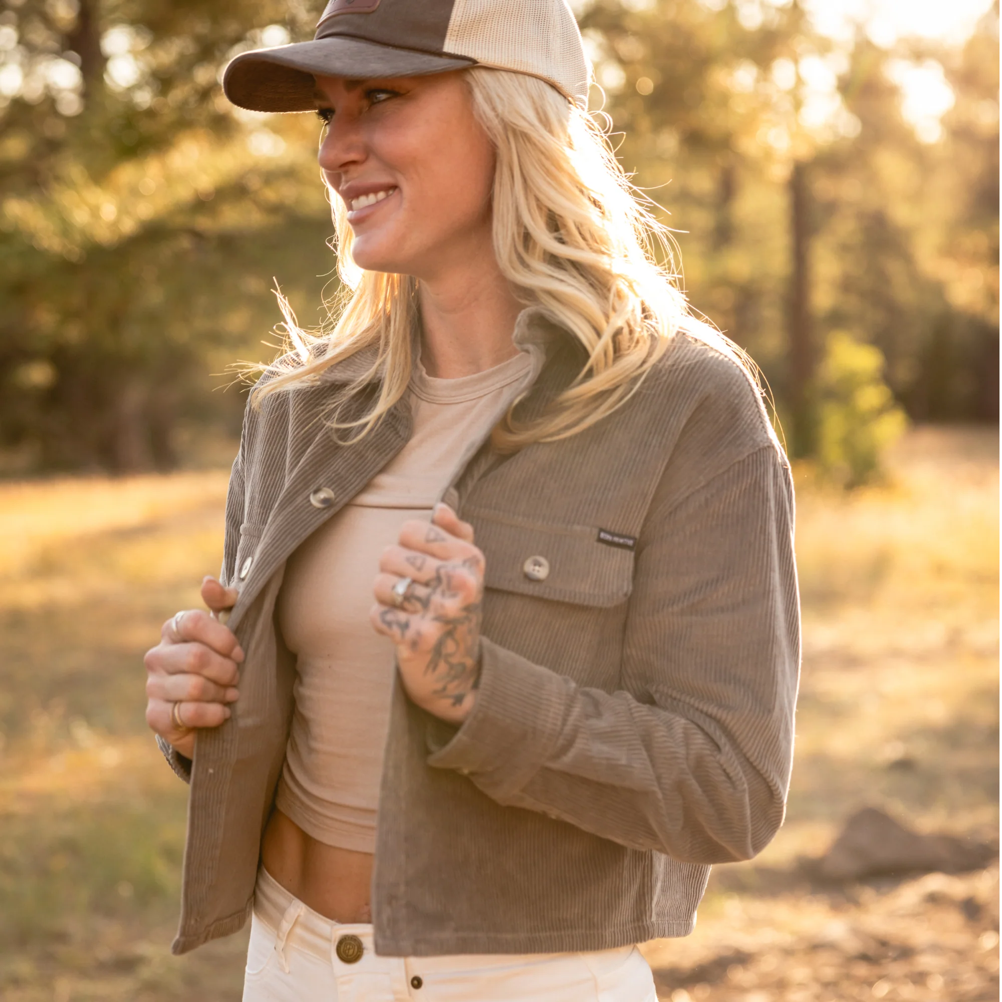Women's Cropped Corduroy Shirt (Elephant) - Image 11
