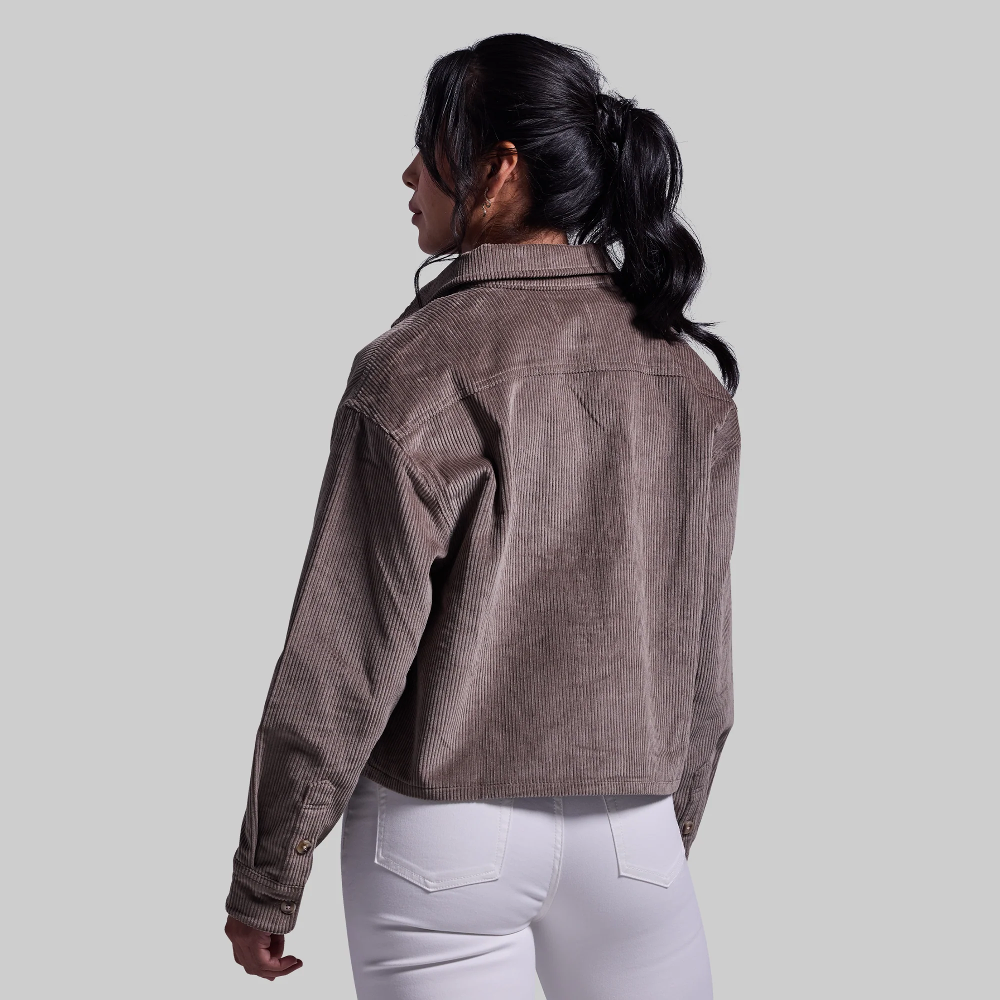 Women's Cropped Corduroy Shirt (Elephant) - Image 3