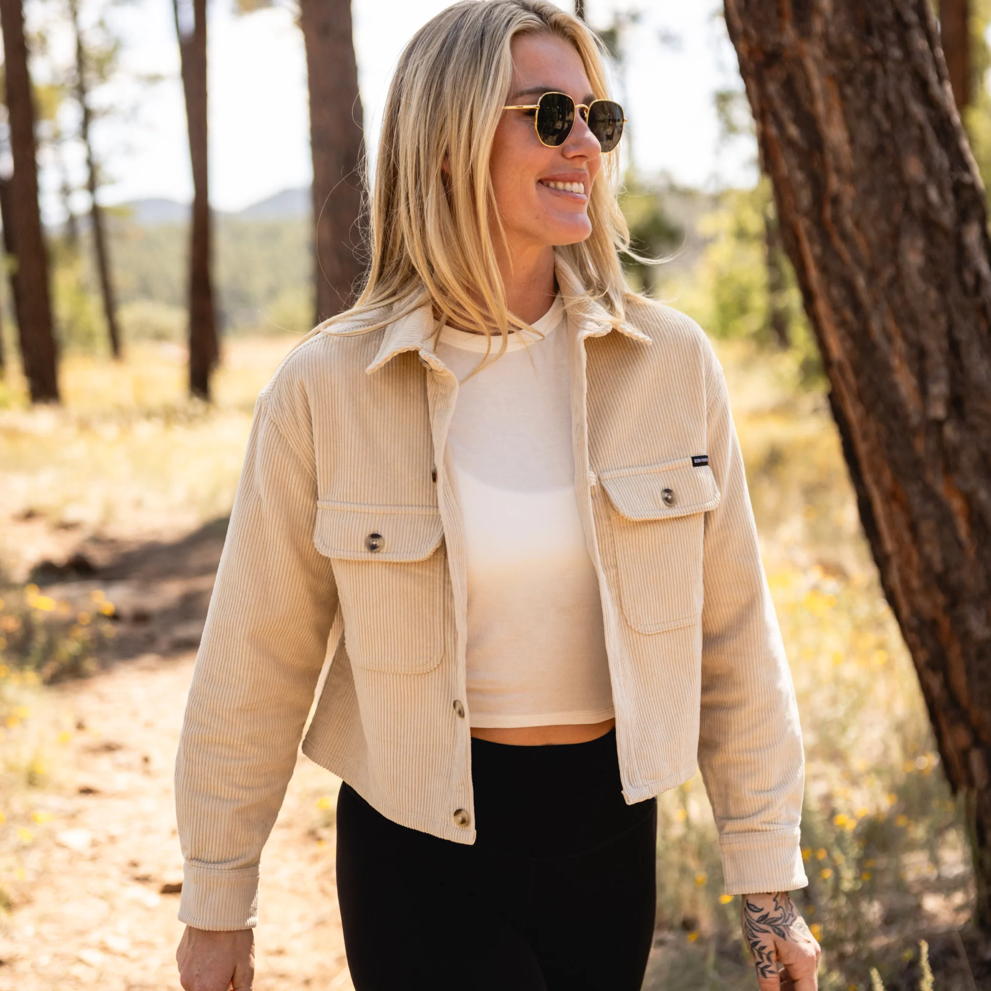 Women's Cropped Corduroy Shirt (Wheat) - Image 2
