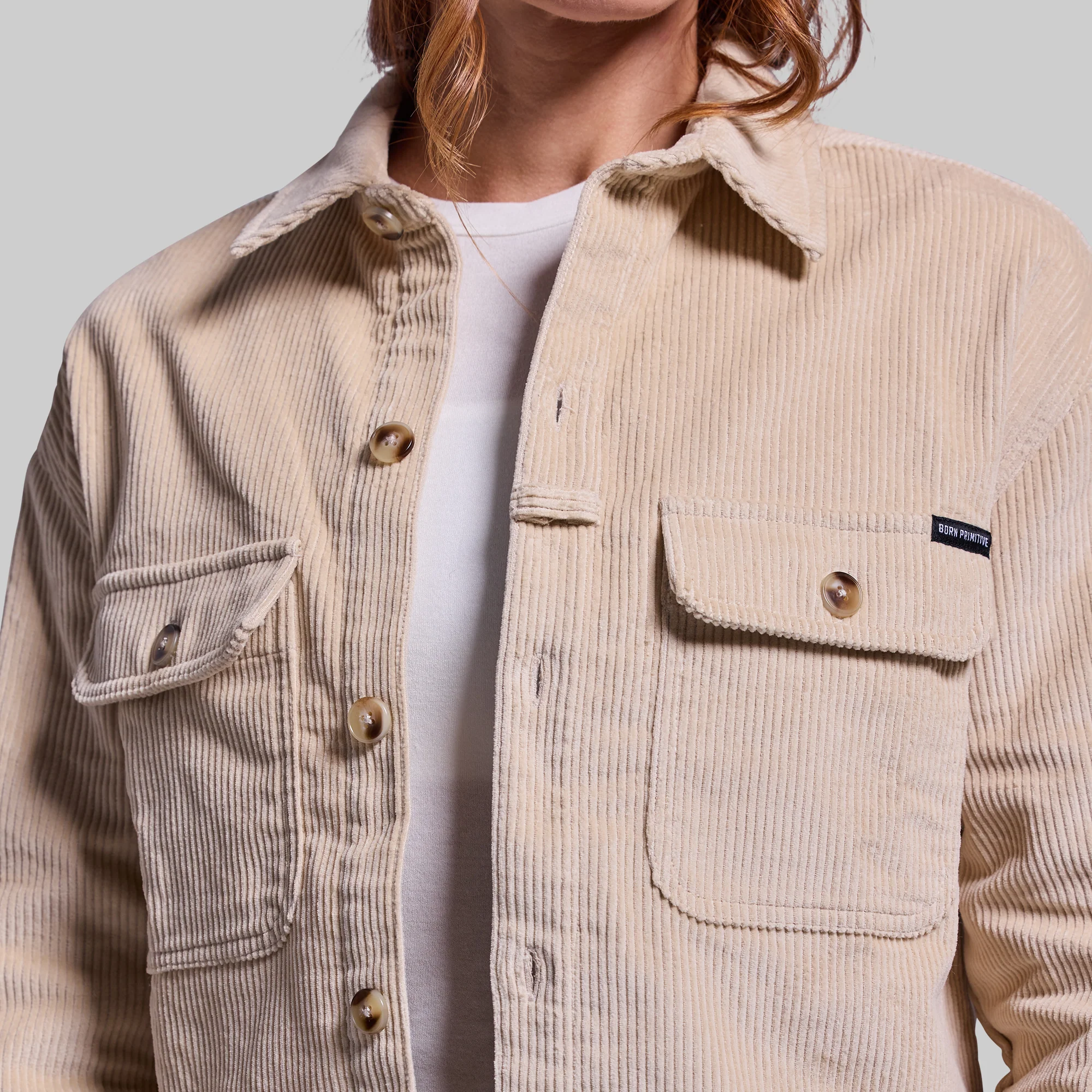 Women's Cropped Corduroy Shirt (Wheat) - Image 6