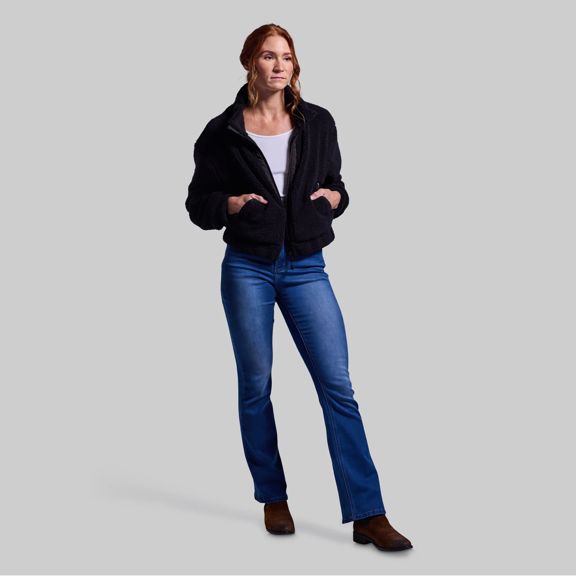 Women's Cropped Fleece Jacket (Black) - Image 8