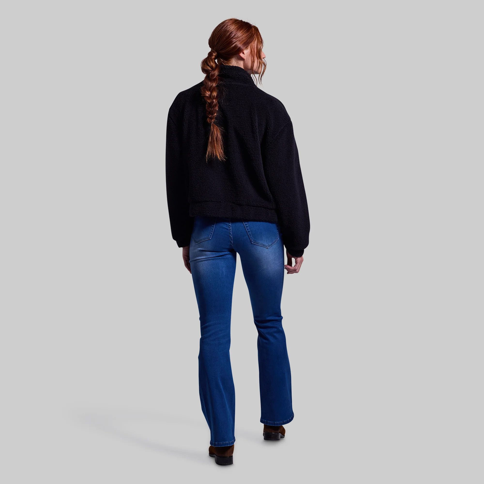 Women's Cropped Fleece Jacket (Black) - Image 9