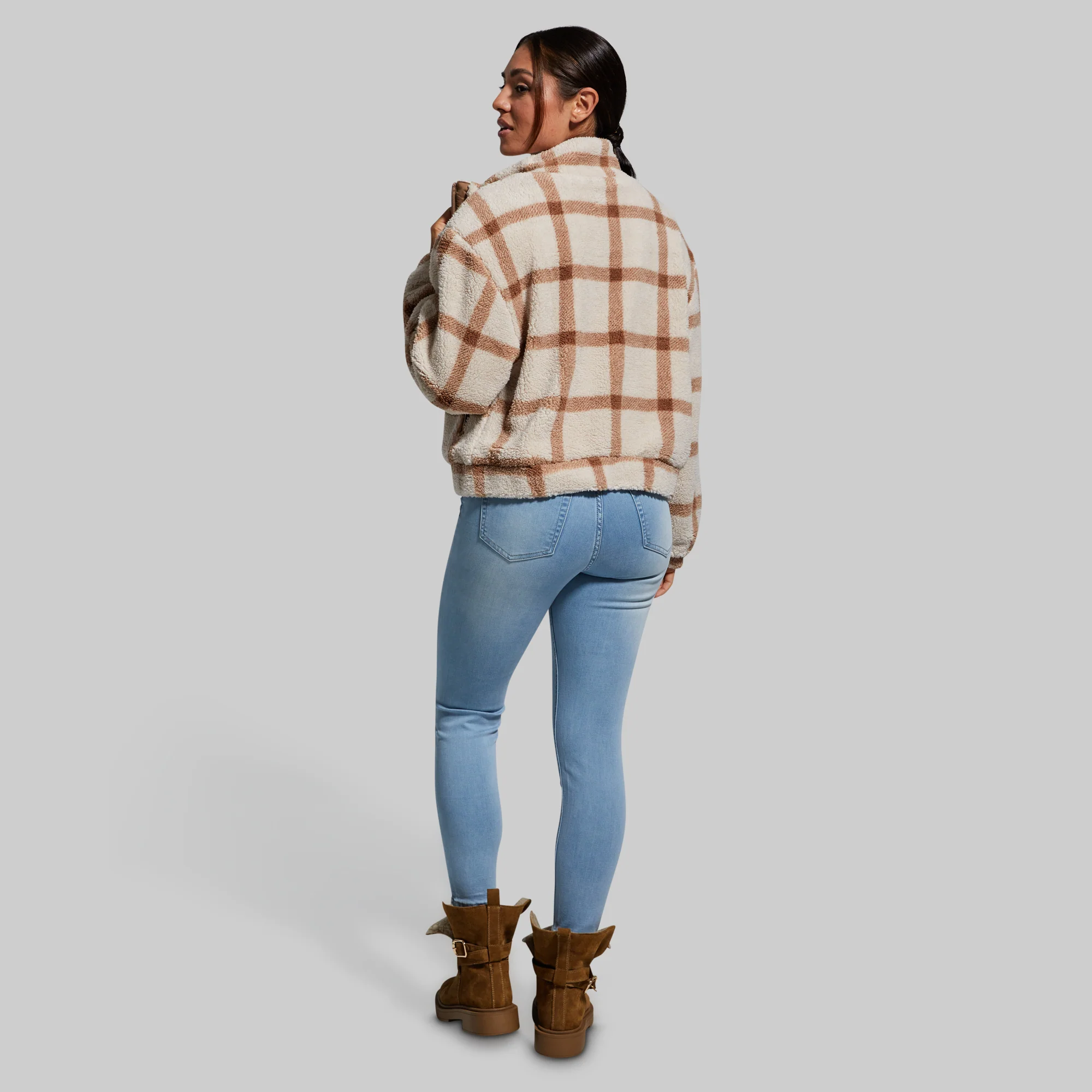 Women's Cropped Fleece Jacket (Macadamia) - Image 7