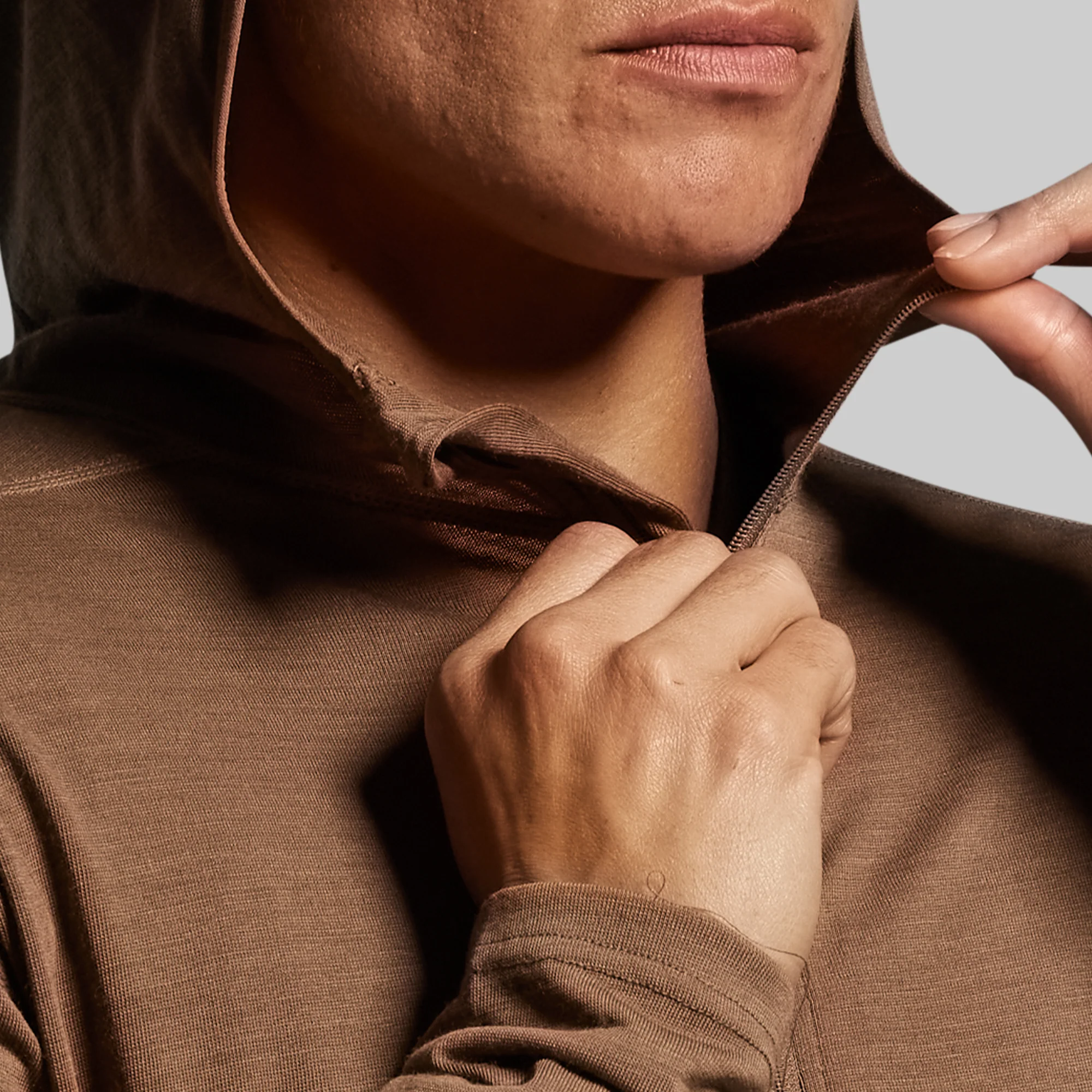 Women's Ridgeline Merino Half Zip Hoodie 165 (Coyote Brown) - Image 3