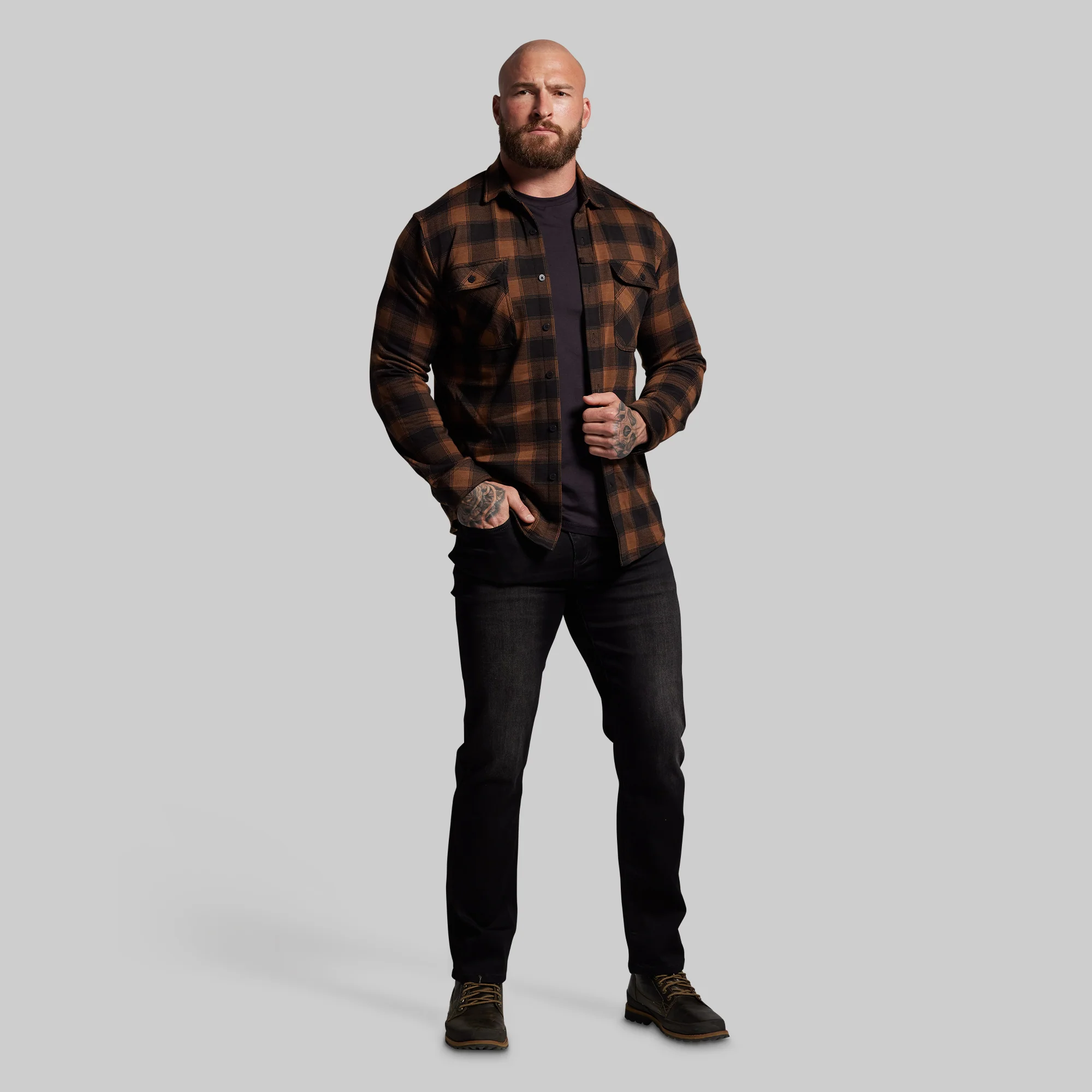 Woodsman Stretchy Flannel (Coyote Brown/Black) - Image 11
