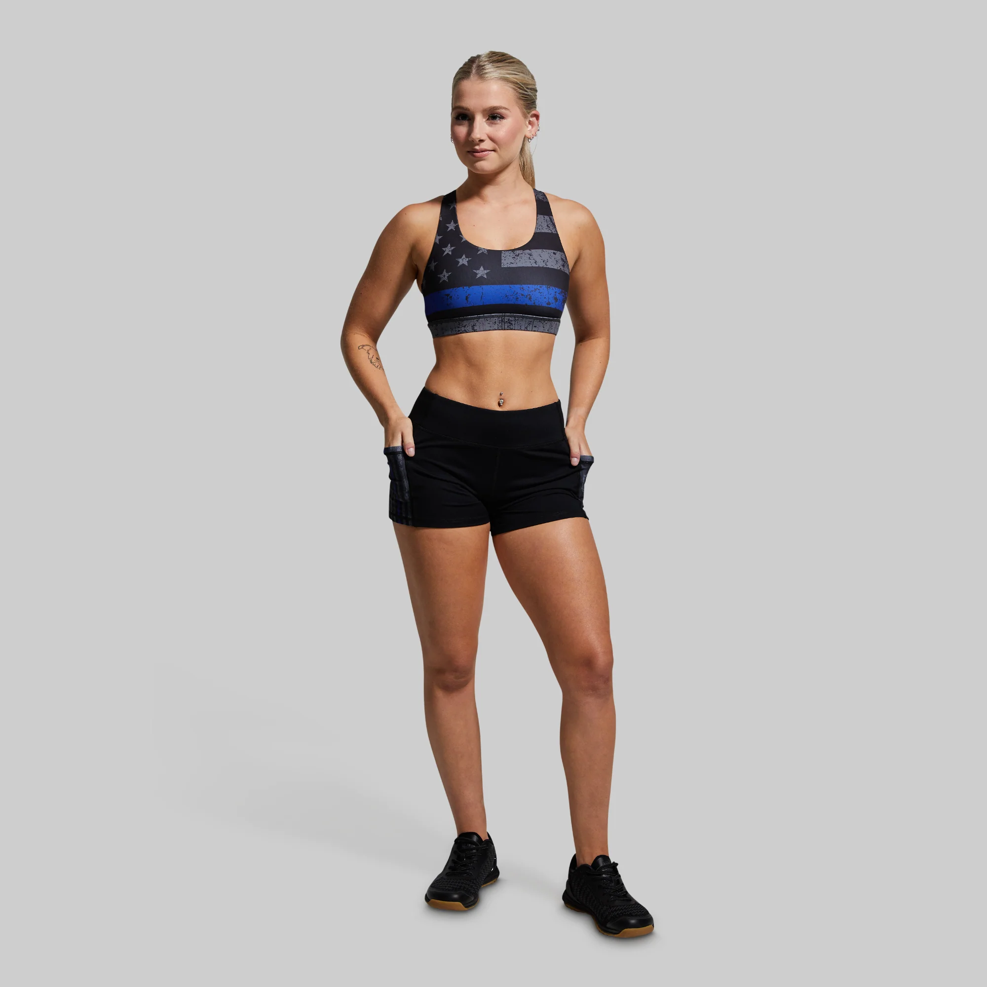 Your Essential Original Sports Bra (Thin Blue Line Gunmetal) - Image 4